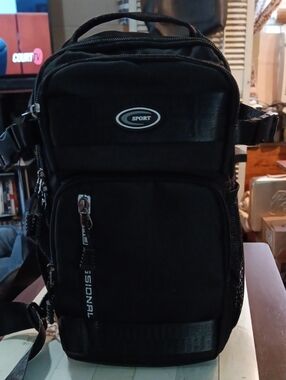 Sporto Black Men's Messenger Crossbody Bag with Front Zip